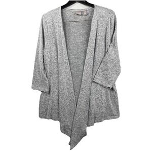 Chicos‎ Cardigan Women's Size 2 Gray Open Front Lightweight 3/4 Sleeve Soft